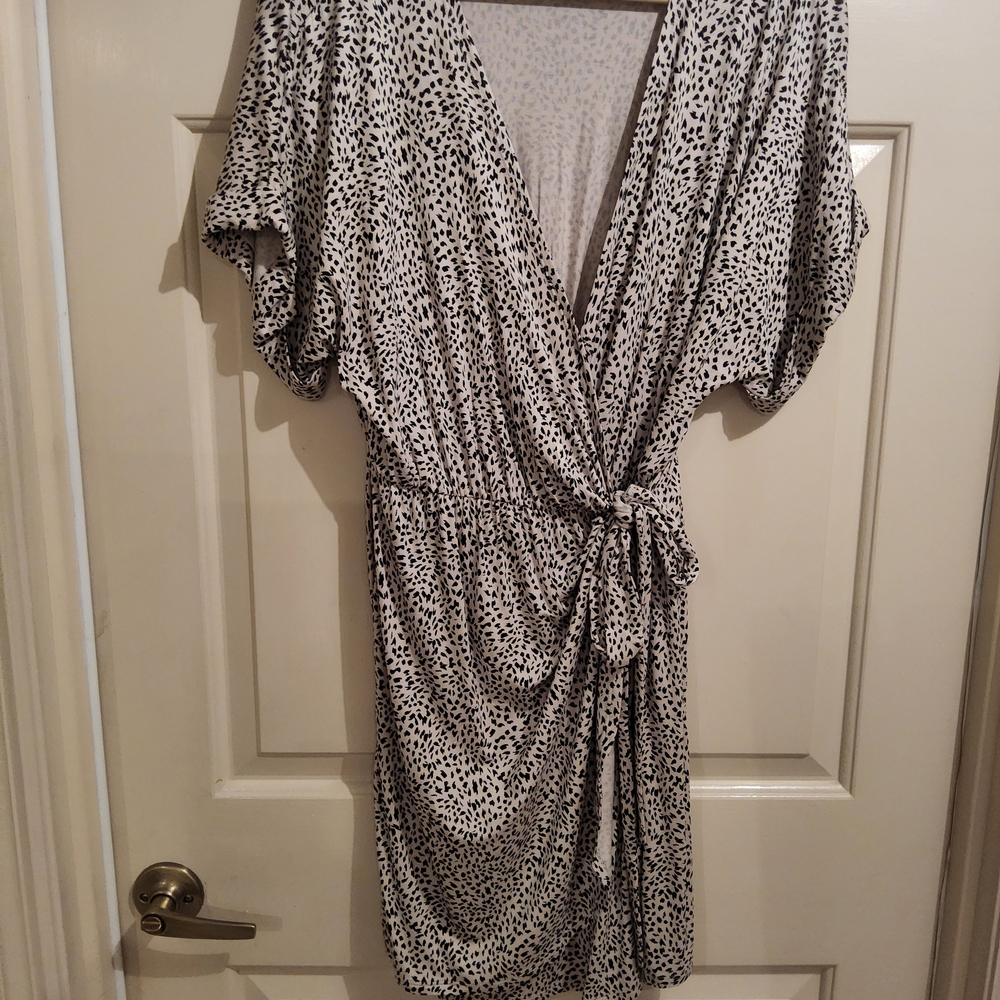 Z Supply Black and White Mini Dress with Animal Print